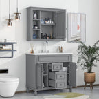 Meuble-lavabo moderne de 36 po avec vasque et armoire à miroir, 2 portes et 2 tiroirs