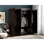 Armoire-penderie Kyle à 4 portes en bois massif 100 % Palace Imports, avec portes en bois massif ou miroir