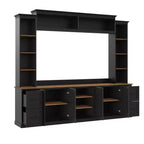 Meuble TV mural 4-en-1 ModernLuxe de style campagnard, convient aux téléviseurs jusqu'à 70 pouces, meuble TV console multimédia avec étagères réglables et tiroirs