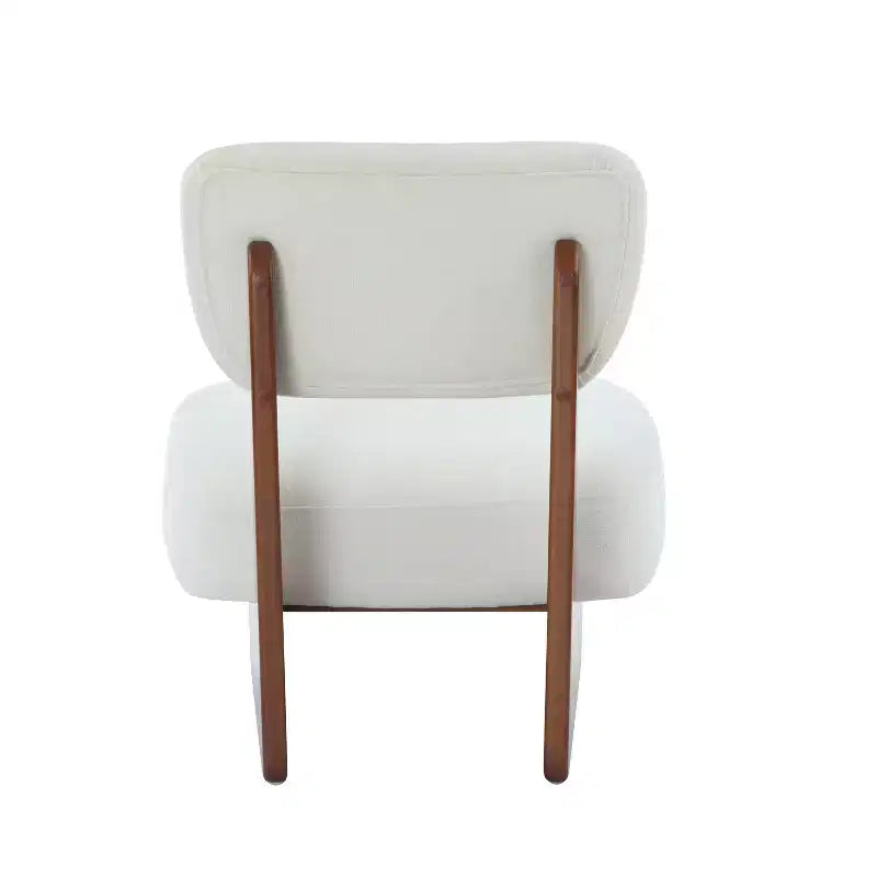Lot de 2 chaises longues modernes beiges avec revêtement en polyester, piètement robuste en bois, pour différentes pièces