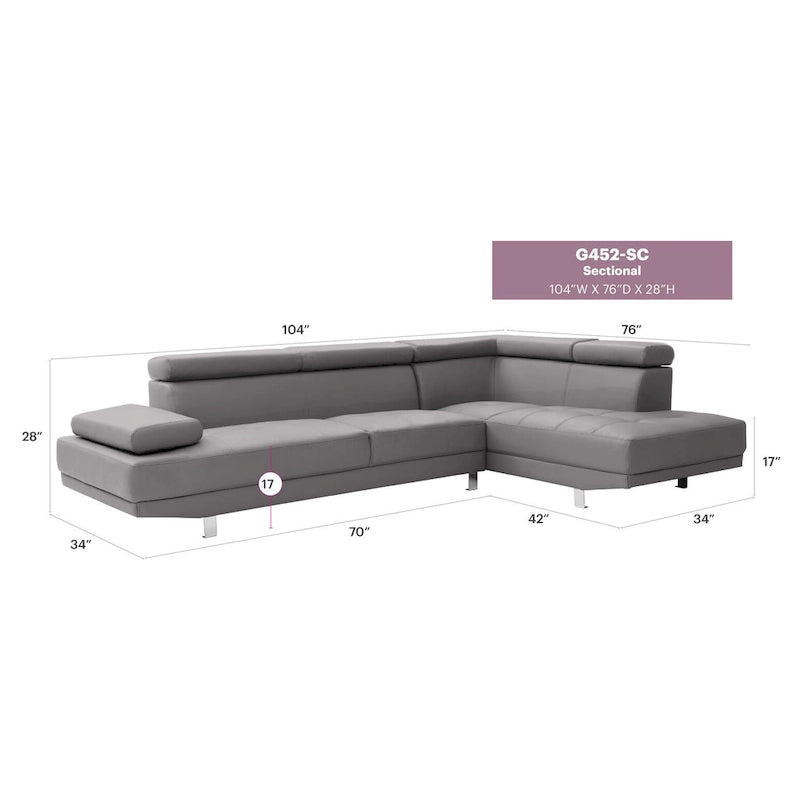 Canapé sectionnel en L 2 pièces en similicuir Riveredge de 277 cm de large - 76L x 109W x 28H