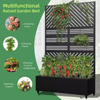 MAYEERTY Jardinière avec treillis en fer noir, ligne parallèle 01, style combiné classique à persiennes, 183x119x41cm, ensemble de 3 pièces