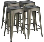 Yaheetech Lot de 4 Tabourets de Bar en Métal sans Dossier Hauteur Comptoir Chaises Empilables