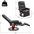 Fauteuil inclinable HomCom en similicuir avec base pivotante manuelle réglable et repose-pieds confortable et relaxant