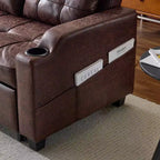 Canapé-lit convertible inclinable en cuir rembourré « Cats Claw » avec coussins pour petits espaces