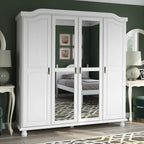 Armoire-penderie Kyle à 4 portes en bois massif 100 % Palace Imports, avec portes en bois massif ou miroir