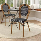 Chaise empilable de bistrot Thonet commerciale intérieure/extérieure Flash Furniture Lourdes, rotin synthétique et cadre en aluminium