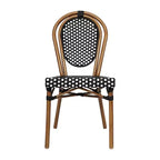 Chaise empilable de bistrot Thonet commerciale intérieure/extérieure Flash Furniture Lourdes, rotin synthétique et cadre en aluminium