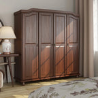 Armoire-penderie Kyle à 4 portes en bois massif 100 % Palace Imports, avec portes en bois massif ou miroir