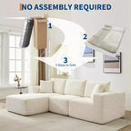 Canapé moderne 108, canapé 3 places rembourré en forme de L avec oreillers, canapé à assise profonde, aucun assemblage requis