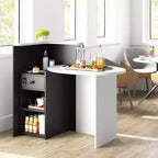 Costway Comptoir de Réception Bureau de Caisse avec Étagère Ouverte et Tiroir Verrouillable Blanc/Marron/Noir