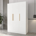 Timechee 47.2 Armoire de rangement pour vêtements avec poignées en bois massif Blanc