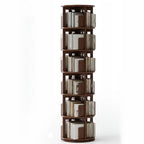 Bibliothèque verticale étroite rotative en bois