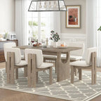 Ensemble de salle à manger transitionnel 7 pièces en bois avec table rectangulaire et 6 chaises