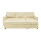 Canapé d'angle réversible convertible avec lit gigogne, méridienne de rangement et pieds durables