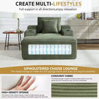 Chaise longue de 170 cm, canapé-lit d'intérieur avec 2 coussins, canapé monoplace sans structure pour salon, aucun assemblage requis