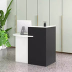 Costway Comptoir de Réception Bureau de Caisse avec Étagère Ouverte et Tiroir Verrouillable Blanc/Marron/Noir