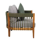 Christopher Knight Home Fauteuil club de patio Clifton en acacia rustique et corde, rembourré avec dossier incurvé