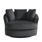 Fauteuil pivotant rond surdimensionné en velours côtelé avec accoudoirs encastrés 43 W