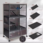 Cage pour petits animaux, cage pour furet - Habitat à 5 niveaux de 59 po avec meuble de rangement, comprend hamac/roulettes/rampes amovibles/plateaux faciles à nettoyer