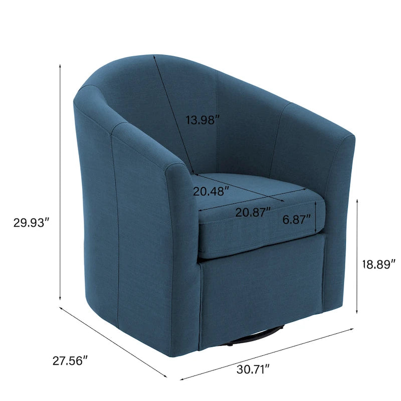 Lot de 2 fauteuils d’appoint modernes pivotants en forme de tonneau, rembourrés, pour le salon