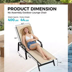 Lot de 2 chaises longues de jardin, transat inclinable réglable sur 5 positions, tissu Textilène, chaise longue de piscine de 193 cm pour terrasse, jardin et bord de piscine