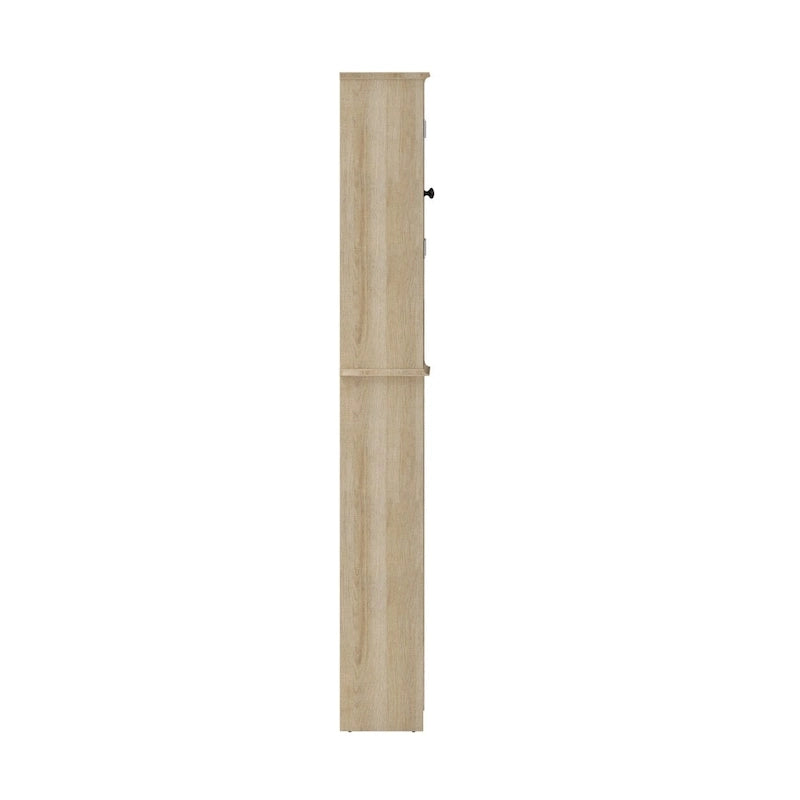 Meuble de toilette sur pied de toilette style ferme avec étagères et portes à fermeture magnétique