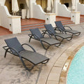 Ensemble de 4 chaises longues de patio extérieur en aluminium Deco