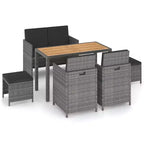 vidaXL Ensemble de salle à manger d'extérieur Table et chaises en résine tressée et bois