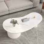 Table basse ovale standard blanche minimaliste avec 2 tiroirs