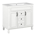 Meuble-lavabo moderne de 36 po avec vasque et armoire à miroir, 2 portes et 2 tiroirs