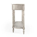 Table console avec plateau en marbre – Brun clair / Gris / Noir délavé, demi-lune, montage par une personne