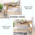 Bureau d'angle en L avec tiroir, bureau d'angle pour la maison avec étagères de rangement et support d'écran, bureau rustique pour petit espace