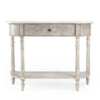Table console avec plateau en marbre – Brun clair / Gris / Noir délavé, demi-lune, montage par une personne