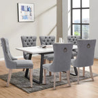 Lot de 6 chaises de salle à manger rembourrées et capitonnées en velours avec pieds en bois massif