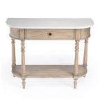 Table console avec plateau en marbre – Brun clair / Gris / Noir délavé, demi-lune, montage par une personne