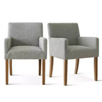 Lot de 6 chaises de salle à manger capitonnées avec accoudoirs, fauteuils modernes en lin avec pieds en bois, chaises d'appoint pour salle à manger, salon – Panipeachy
