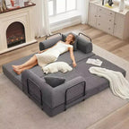 Canapé-lit convertible 2 en 1, canapé-lit pliant en velours côtelé confortable avec assise profonde et accoudoirs larges, canapé sans armature, pour salon, appartements