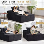 Chaise longue de 170 cm, canapé-lit d'intérieur avec 2 coussins, canapé monoplace sans structure pour salon, aucun assemblage requis