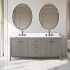 Meuble-lavabo de salle de bain Vanity Art 72 po à double vasque avec dessus en marbre reconstitué