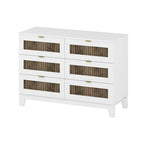 Commode en bois de style rustique/ferme avec 6 tiroirs, Armoire de rangement pour chambre avec poignées en métal