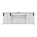 Meuble TV 70 po pour téléviseurs 75 po, centre de divertissement style ferme avec portes coulissantes de grange et armoires de rangement, table console TV média moderne