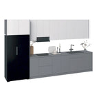 Cuisine Collection Intemporelle Gris et Blanc Brillant Taille du Meuble Bas 13 pieds de large - 157x24