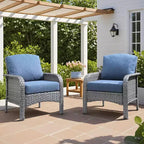 HOMLUX Lot de 2 chaises de patio en osier, ensemble de chaises d'extérieur tout temps à dossier haut en rotin