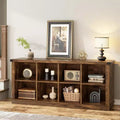 Étagère de rangement à 8 cubes, bibliothèque horizontale de style ferme, bibliothèque de rangement en bois de 157 cm pour entrée, étagères basses et longues pour salon