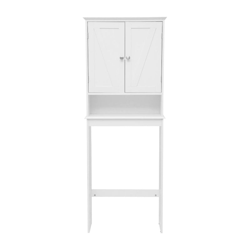 Meuble de toilette sur pied de toilette style ferme avec étagères et portes à fermeture magnétique