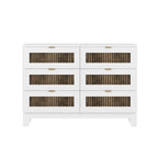 Commode en bois de style rustique/ferme avec 6 tiroirs, Armoire de rangement pour chambre avec poignées en métal
