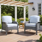 HOMLUX Lot de 2 chaises de patio en osier, ensemble de chaises d'extérieur tout temps à dossier haut en rotin