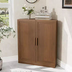 Meuble d'angle Dovelina avec étagères réglables, buffet, meuble à vin, meuble de cuisine et de salle à manger avec portes en bois - 31H x 31L, 36H x 31L
