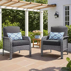 HOMLUX Lot de 2 chaises de patio en osier, ensemble de chaises d'extérieur tout temps à dossier haut en rotin